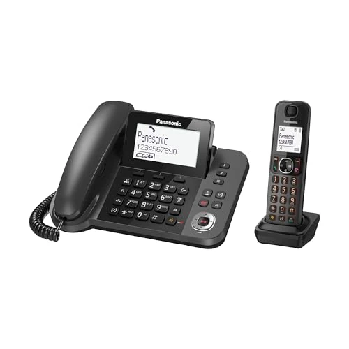 Offerta a tempo: Panasonic KX-TGF320EXM Telefono Digitale Cordless/con Filo con Segreteria Telefonica Digitale, Unità Base e Ricevitore Singolo, Vivavoce, Display Inclinabile, Blocco Chiamate Indesiderate, Nero — 20% da 99,99 € a 79,90 €