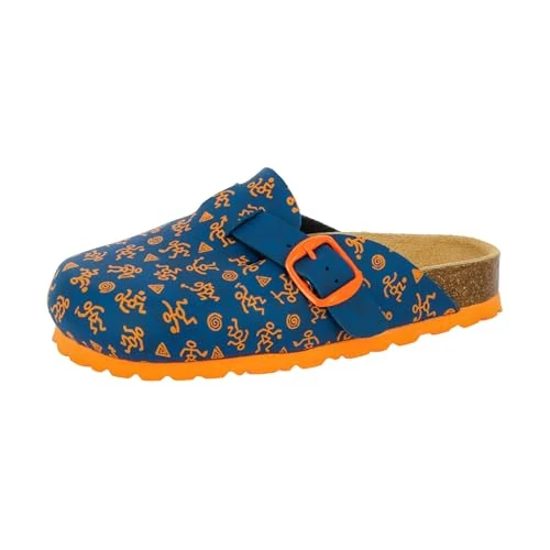 Lico Bioline Clog Kids, Zuecos Unisex Adulto, Blau/Orange, 38 EU