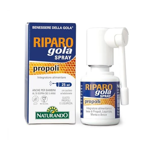 Offerta a tempo: Naturando Riparo Gola Spray a base di Propoli ed estratti vegetali - Rapido Sollievo per Gola e Faringe - 25 ML - 20% da 12.50 € a 9.99 €