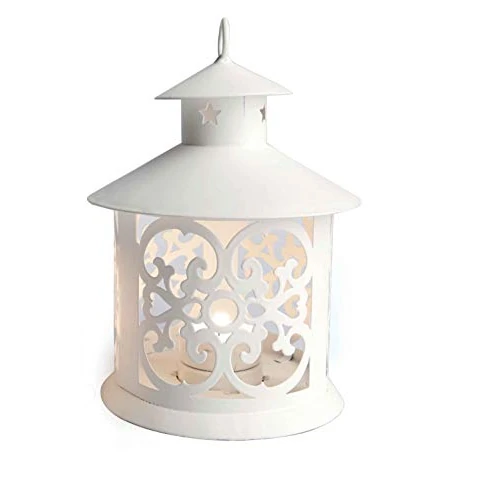 Excelsa Latarnia w kształcie pagody, metalowa, biała, metalowa, biała, 12 x 19 cm