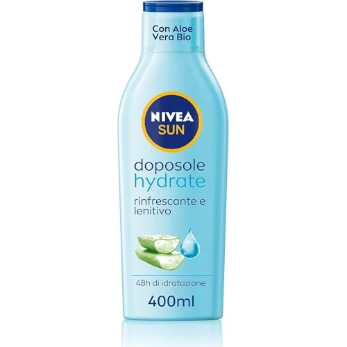 Oferta ograniczona: NIVEA SUN Latte Hydrate po opalaniu w butelce maxi 400 ml, krem po opalaniu z bioaloesem i kwasem hialuronowym, nawilżający krem do ciała o działaniu chłodzącym i kojącym z 32.44 PLN na 32.44 PLN (zniżka 0%)