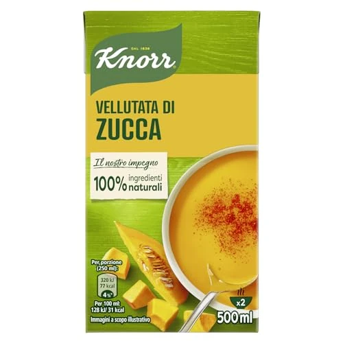 Offerta a tempo: Knorr Vellutata di Zucca, Piatti Pronti Knorr con Ingredienti 100% Naturali, Senza Coloranti e Senza Conservanti Aggiunti, Ricco di Fibre, Vegetariano, Confezione da 500ml - 35% da 2.29 € a 1.49 €