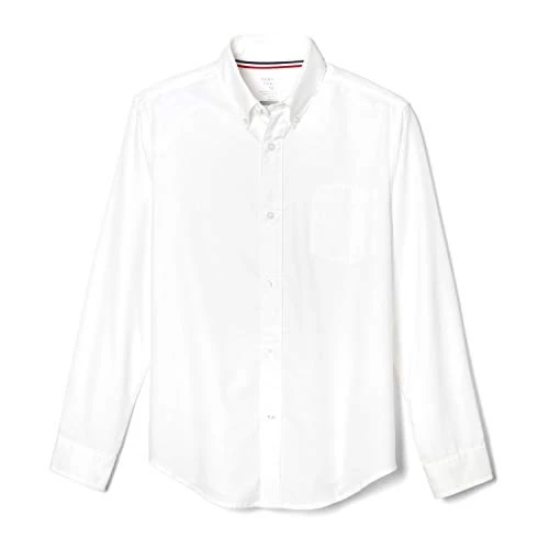 French Toast - Camisa Oxford de Manga Larga para niño, Blanco, 14