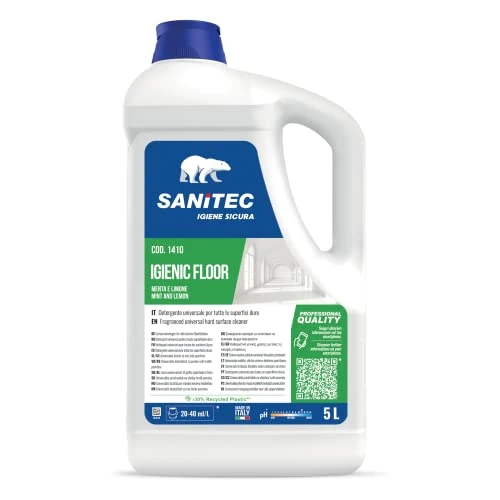 Offerta a tempo: Sanitec, Igienic Floor, Detergente Universale Sgrassante Concentrato con Azione Igienizzante e Profumato alla Menta e al Limone, Attivo su Qualsiasi Tipo di Sporco, Made in Italy, 5 L - 49% da 20.00 € a 10.20 €