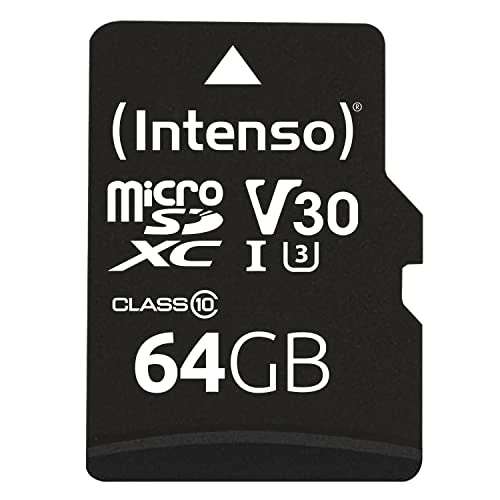 Intenso professional microsdxc memory card (adaptador sd incluido), class 10 uhs-i, 64 gb, negro.