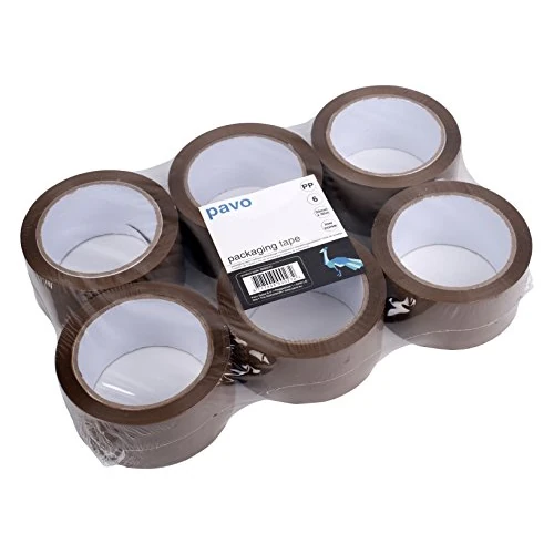 Pavo - Nastri Adesivi 50mmx66m x 6 pezzi, Marrone, Nastro da imballo
