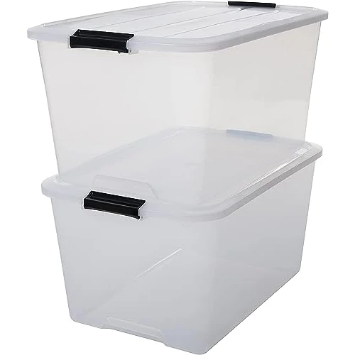 Offre limitee: Iris Ohyama, Lot de 2 boîtes de rangement, 45L, Empilable,Chambre,Salon, Salon, Garage - Top Box TB-45 - Transparent de 39.99 EUR a 32.99 EUR (economie 18%)