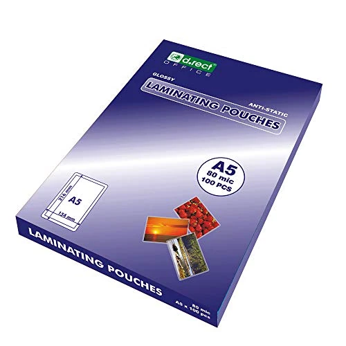 D.RECT Fogli Laminati A5 - Lucida - Trasparente - 80 Micron 2x80 (160) | Confezione da 100 Unità - Laminazione - Durevole e Trasparente