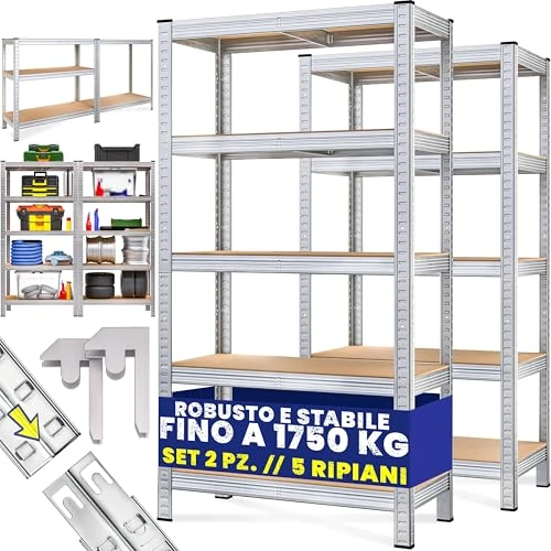Tijdelijke aanbieding: MONZANA® Stellingkast Set van 2 180x90x40 cm Schroefloos 875 kg Zilver van 54.95 € naar 49.99 € (9% korting)