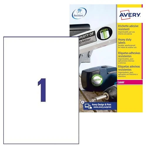 Oferta limitada: Avery Zweckform L4775-100 - Etiquetas impermeables, 210 x 297 mm, 100 hojas, 100 etiquetas, color blanco de 132.99 € a 132.99 € (ahorro 0.00%)