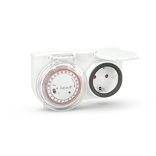 Oferta limitada: Garza - Temporizador Programador Analógico para uso exterior, Protección IP44, Enchufe programable 24 horas, Blanco de 9.99 € a 9.99 € (ahorro 0.00%)