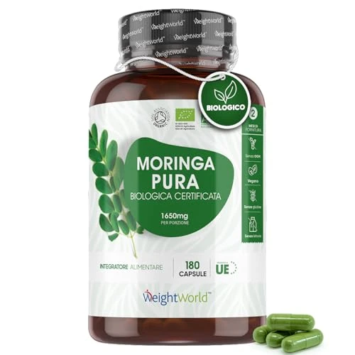 Begrenztes Angebot: Bio Moringa - 1650mg Moringa Oleifera Pulver - 180 vegane Kapseln für 2 Monate - Zertifiziertes Superfood - 3 Kapseln Täglich - Geprüfte Zutaten, Ohne Zusätze & Gentechnik - WeightWorld von 16.99 EUR auf 14.44 EUR (Rabatt 15%)