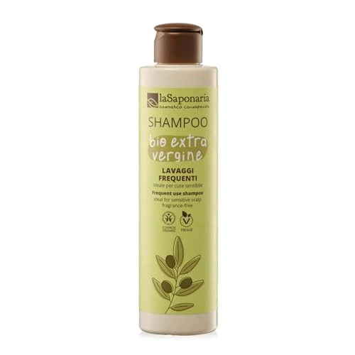 La Saponaria Shampoo mit extra nativem Olivenöl, empfindliche Haut, leicht reizbare Kopfhaut, ohne Duftstoffe, natürlich, vegan, tierversuchsfrei, Biokunststoff, bio, 200 ml