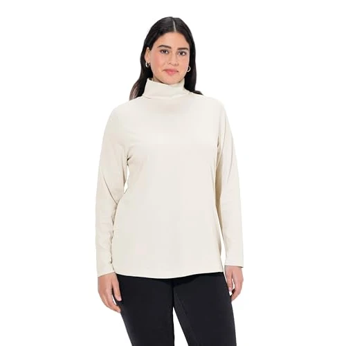 Offerta a tempo: ULLA POPKEN Shirtrolli Basic Maglietta a Maniche Lunghe, Bianco (Ecru 21), 60-62 Donna - 20% da 19.99 € a 16.03 €