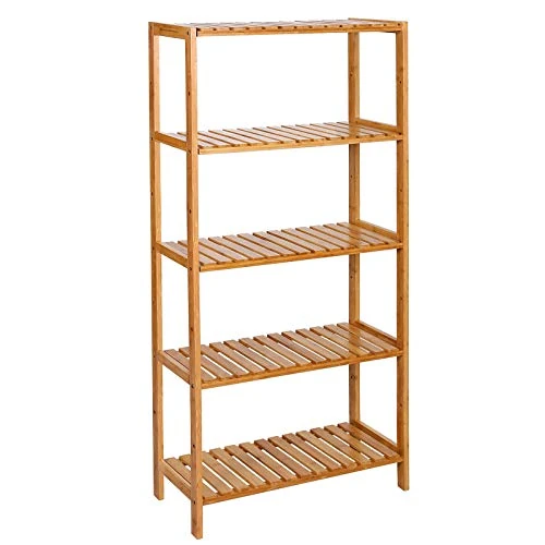 Limited offer: SONGMICS BCB35Y Bathroom Kitchen Storage Bamboo 5 Shelves Adjustable Floor Height Flower Stand Book Shelf 9.5 x 30 x 132 cm, Natural, 132 x 30 x 9.5 cm from 39.84 EUR to 33.07 EUR (save 17%)