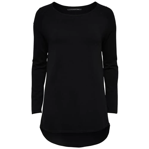 ONLY Mila Lacy L/S Long Pullover Knt T-Shirt Donna, Nero (Black), 46