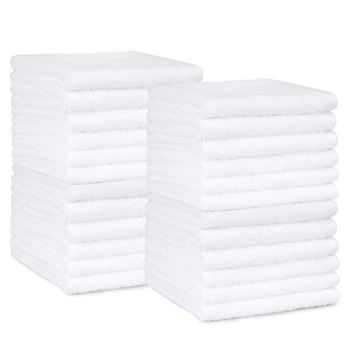Offerta a tempo: Amazon Basics Set Asciugamani Bagno Spugna 100% Cotone Asciugamani Viso 30x30 cm, Bianco, Confezione 24 Pezzi - 43% da 21.97 € a 12.59 €