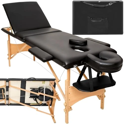 Oferta limitada: tectake® Camilla Masaje Plegable de Madera, Camilla Profesional para Fisioterapia, Quiromasaje, Tatoos, Reiki, Altura Ajustable, 3 Zonas, con Bolsa Transporte - Negro de 109.90 € a 109.90 € (ahorro 0.00%)