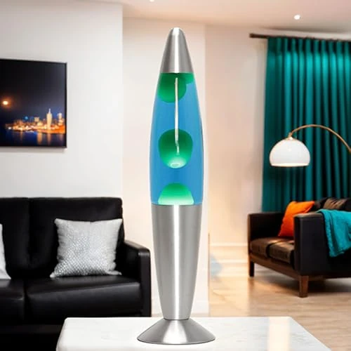 Offerta a tempo: Licht-Erlebnisse Lampada lavica blu verde, 36 cm, lampadina inclusa, G9 25 W con interruttore a cavo, idea regalo di Natale, piccola lampada lavica retrò, mini lampada lavica - 24% da 35.95 € a 27.45 €