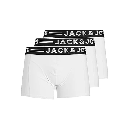 Oferta limitada: JACK & JONES SENSE TRUNKS 3-PACK Bóxer, Blanco, XX-Large (Pack de 3) para Hombre de 29.99 EUR a 19.12 EUR (ahorro 36%)