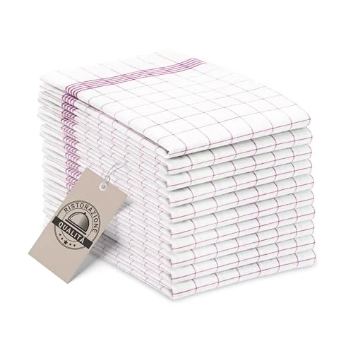 Offerta a tempo: ZOLLNER 10 Strofinacci - canovacci in cotone 50x70 cm - burrazzi da cucina assorbenti e resistenti - a quadretti bianchi e rossi - lavabili a 95°C - qualità gastronomica - certificato OEKO-TEX (R) - 0.00% da 15.99 € a 15.99 €