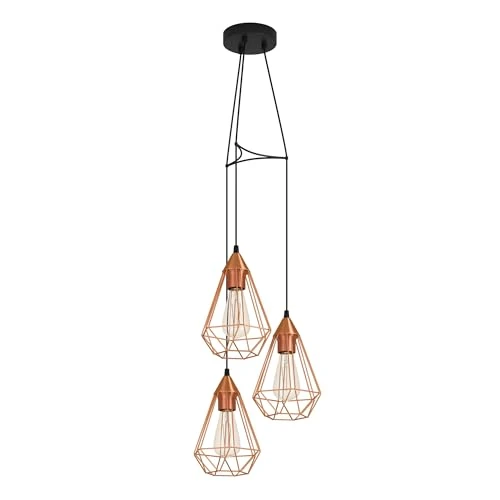 Oferta limitada: EGLO Lámpara colgante Tarbes, lámpara de techo vintage de 3 luces con aspecto retro, materiaL acero, color cobre, negro, portalámparas E27, diámetro 31 cm de 44.66 EUR a 44.66 EUR (ahorro 0%)