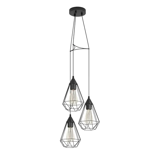 Offre limitee: Eglo Suspension luminaire Tarbes à 3 lampes, abat-jour suspendus au design industriel et vintage, lustre rétro en acier noir pour salon et salle à manger, E27, Ø 31 cm de 69.90 EUR a 55.49 EUR (economie 21%)