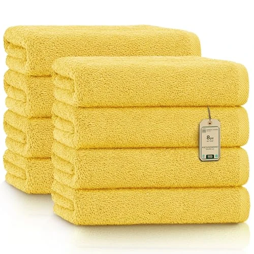 Offerta a tempo: GREEN MARK Asciugamani – Set da 8 Pezzi – 100% Cotone, Morbidi e Altamente Assorbenti, Qualità Premium per Bagno, Spa e Palestra, 50 × 100 cm, Giallo - 0.00% da 25.95 € a 25.95 €