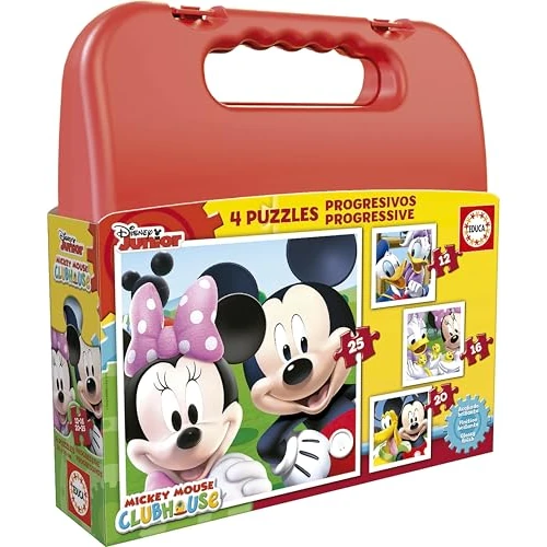 Offerta a tempo: Educa - Puzzle Topolino Disney Valigetta | 4in1 Progressivo 12/16/20/25 pezzi | Mickey, Disney | dai 3 anni (16505) - 0.00% da 17.58 € a 17.58 €