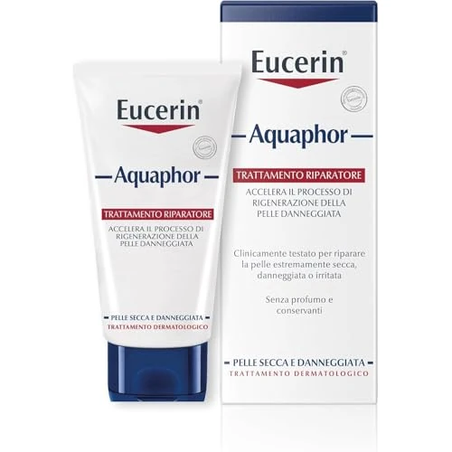 Eucerin Aquaphor Protect & Repair Salbe 45 ml, Feuchtigkeitscreme zur Hautregeneration für Körper und Gesicht, beruhigende Hautpflege ohne Duftstoffe für stark beanspruchte Haut