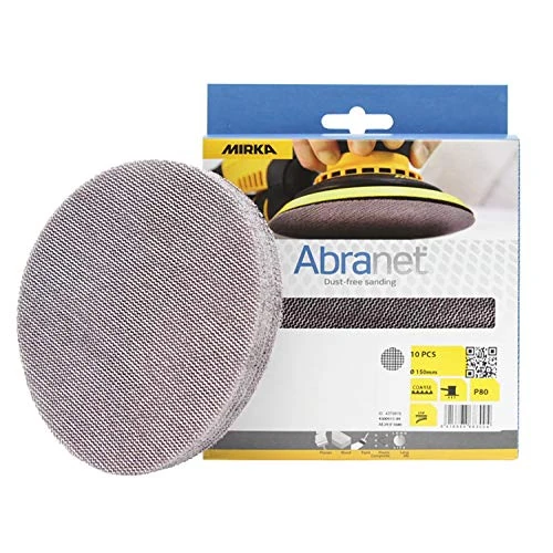 Mirka Abranet net sanding disc Ø 150mm Hook & loop/Grit P80 / 10 pcs/For dust-free sanding of wood, walls, metal, aluminium, stainless steel, filler, varnish, plastic AE241F1080