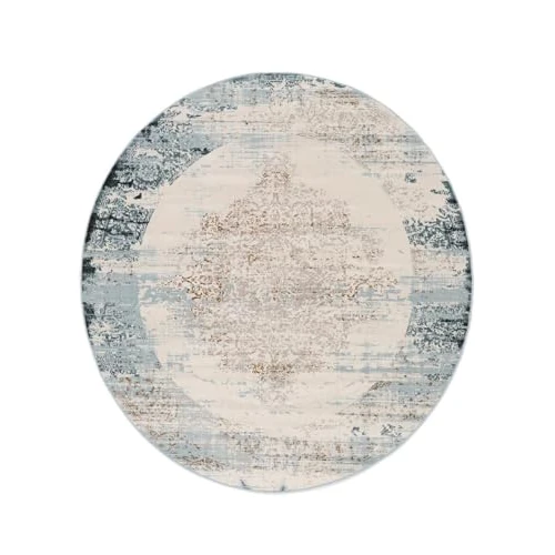Offre limitee: RugVista Alaska Tapis Moderne, Ø 300 cm, Rond, Poil Court, Nettoyage à Sec, Salon, Salle de séjour, Chambre, Salle à Manger, Clair Bleu/Blanc crème de 280.00 EUR a 280.00 EUR (economie 0%)