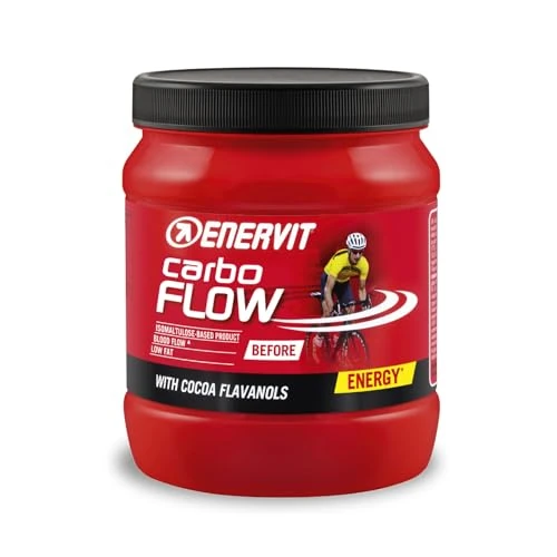 Enervit Carbo Flow Integratore Energetico Pre-Gara o Allenamento Intenso, con Isomaltulosio e Flavanoli del Cacao per Favorire una Performance Sportiva Ottimale, Vegan, Barattolo da 400g