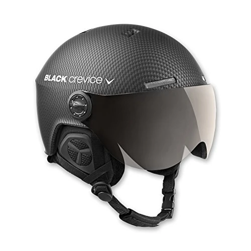 BLACK CREVICE casque de ski Arlberg I casque de ski avec visière & look pilote différentes couleurs I casque de ski hommes & femmes I respirant I avec visière de rechangeI taille réglable (S/M (54-57 cm), Noir Carbone)