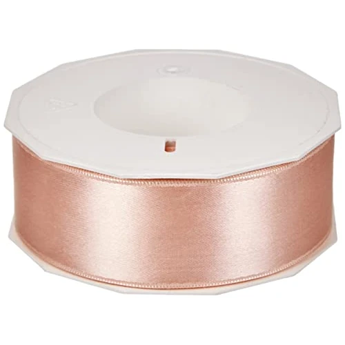 PRÄSENT C.E. PATTBERG Nastro raso colore albicocca, nastro di raso per impacchettare regali, lungh. 25 m, largh. 40 mm, nastro per pacchi regalo, per decorare e bricolage, per varie occasioni