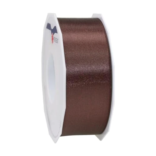 Offerta a tempo: PRÄSENT C.E. PATTBERG Nastro raso colore caffè, nastro di raso per impacchettare regali, lungh. 25 m, largh. 40 mm, nastro per pacchi regalo, per decorare e bricolage, per varie occasioni - 0.00% da 10.26 € a 10.26 €