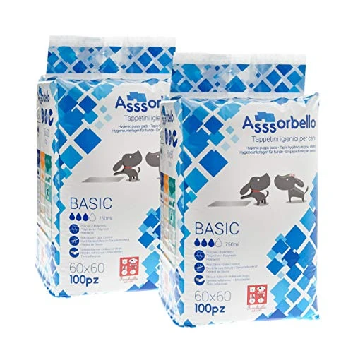 Ferribiella Absorbe Basic 2 x 100 Pieces, Tapis Hygiéniques pour Chien 60 x 60 cm