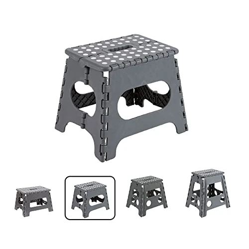 ARREGUI TB-027-G Taburete Plegable Cocina o Baño| Escalera Pequeña | Taburete Infantil | Banqueta | Escalón para Adultos y Niños (hasta 150Kg) | 27 cm de Altura | Gris