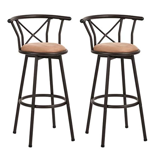Offre limitee: MEUBLE COSY Lot de 2 Chaises de Bar pivotant sur 360°, Tabourets Hauts Vintage, avec Dossier et Repose-Pieds, Siège de 75,5 cm de Haut, Style Industriel, Marron Rustique et Noir de 89.99 EUR a 79.99 EUR (economie 11%)