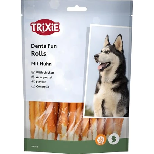 Offerta a tempo: Trixie Denta Fun rotolini da Masticare Pollo – Snack Dentale per Cani – Gustoso Snack al Pollo Senza glutine – sostiene l'igiene Orale del Cane – 30 Pezzi, 12 cm – 240 g - 47% da 8.99 € a 4.79 €