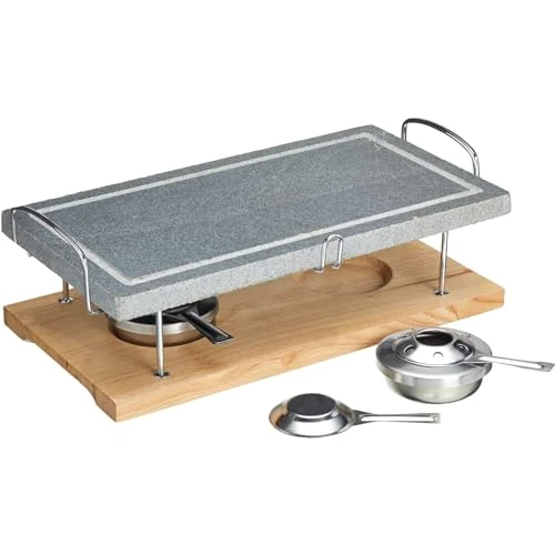 Oferta limitada: Artesa Parrilla de Piedra Caliente, Parrilla Gourmet de Sobremesa, Parrilla de Piedra para Carnes, Mariscos y Verduras, 41,5 x 22 x 15 cm - Mármol/Madera de 45.27 EUR a 45.27 EUR (ahorro 0%)