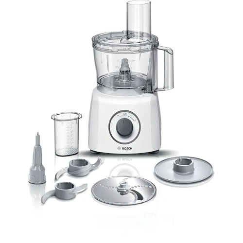 Offerta a tempo: Bosch Robot da Cucina Multifunzione Compatto MCM3100W, Oltre 20 Funzioni, 800 W, 2 Velocità, Ciotola 2,3 l, Tanti Accessori Inclusi per Affettare, Tagliare, Grattugiare, Impastare e Montare, Bianco - 12% da 59.84 € a 52.80 €