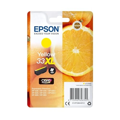 Offre limitée : Epson 33XL Yellow Oranges High Yield, Genuine, Claria Premium Ink de 21.99 € à 20.99 € (5% de remise)