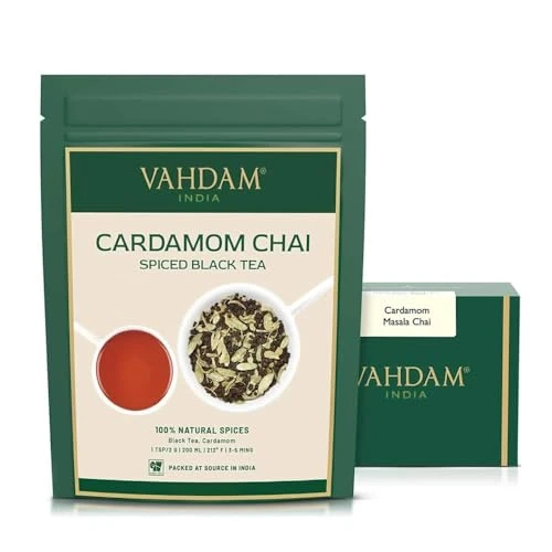 Offerta a tempo: VAHDAM Masala Tè Chai, 100g (50 tazze) | Tè nero mescolato con cardamomo indiano fresco (Elaichi) | Brews Chai Latte | Chai Tea dall'India - 13% da 14.99 € a 12.99 €