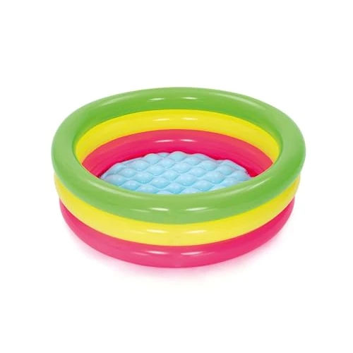 BESTWAY 51128 - Piscina Hinchable Infantil Summer 70 x 24 cm Estructura 3 Anillos y Suelo Hinchable Colores Para Niños Mayores de 2 Años Capacidad 41 Litros