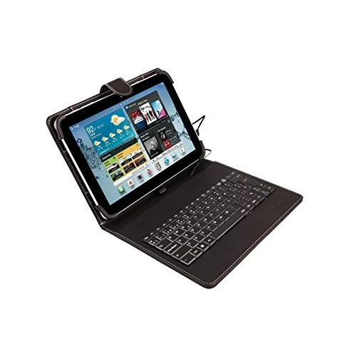 Offerta a tempo: Silver HT - Custodia universale con tastiera QWERTY in spagnolo per tablet da 9 a 11 pollici, con cavo micro USB/Type-C - 8% da 30.16 € a 27.60 €