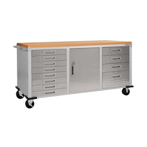 Offerta a tempo: Seville Classics il banco da lavoro mobile con12 cassetti, 182,9 x 50,8 x 95,2 cm, Granito - 5% da 749.99 € a 712.49 €