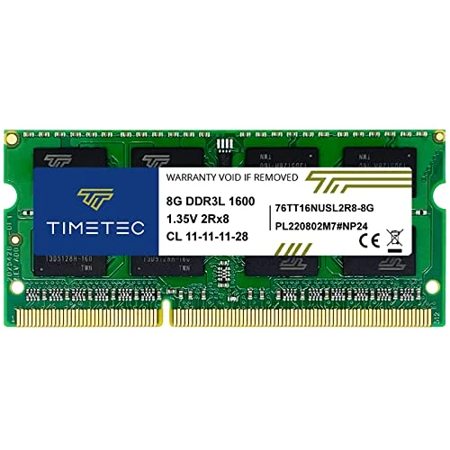 Offre limitée : Timetec 8 Go DDR3L/DDR3 1600MHz PC3-12800 Non-ECC sans tampon 1.35 V/1.5 V CL11 2Rx8 double rang 204 broches SODIMM ordinateur portable ordinateur portable mémoire RAM Module mise à niveau de 22.99 € à 22.99 € (0.00% de remise)
