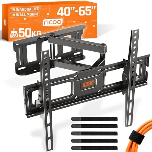 Offerta a tempo: RICOO Supporto TV parete S6144 32“-55” pollici 81-140 cm Staffa televisore Girevole Inclinabile Porta televisione universale VESA 200 x 200-400 x 400 Nero - 30% da 42.57 € a 29.99 €