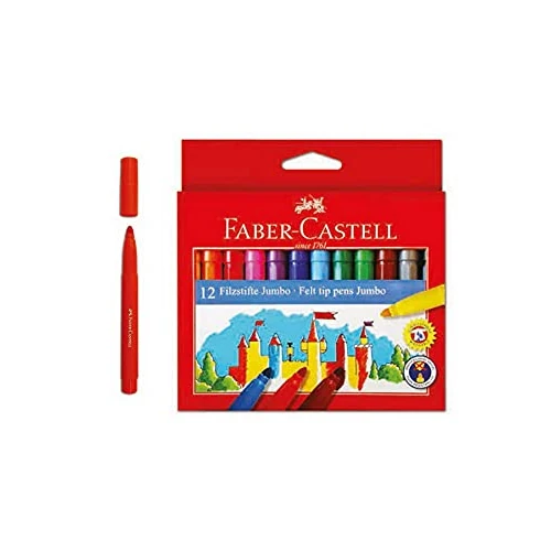 Faber-Castell 554312 - Set de feutres Jumbo, 12 feutres dans un étui en carton